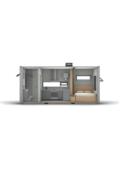 Mark II one-bedroom container home floor plan